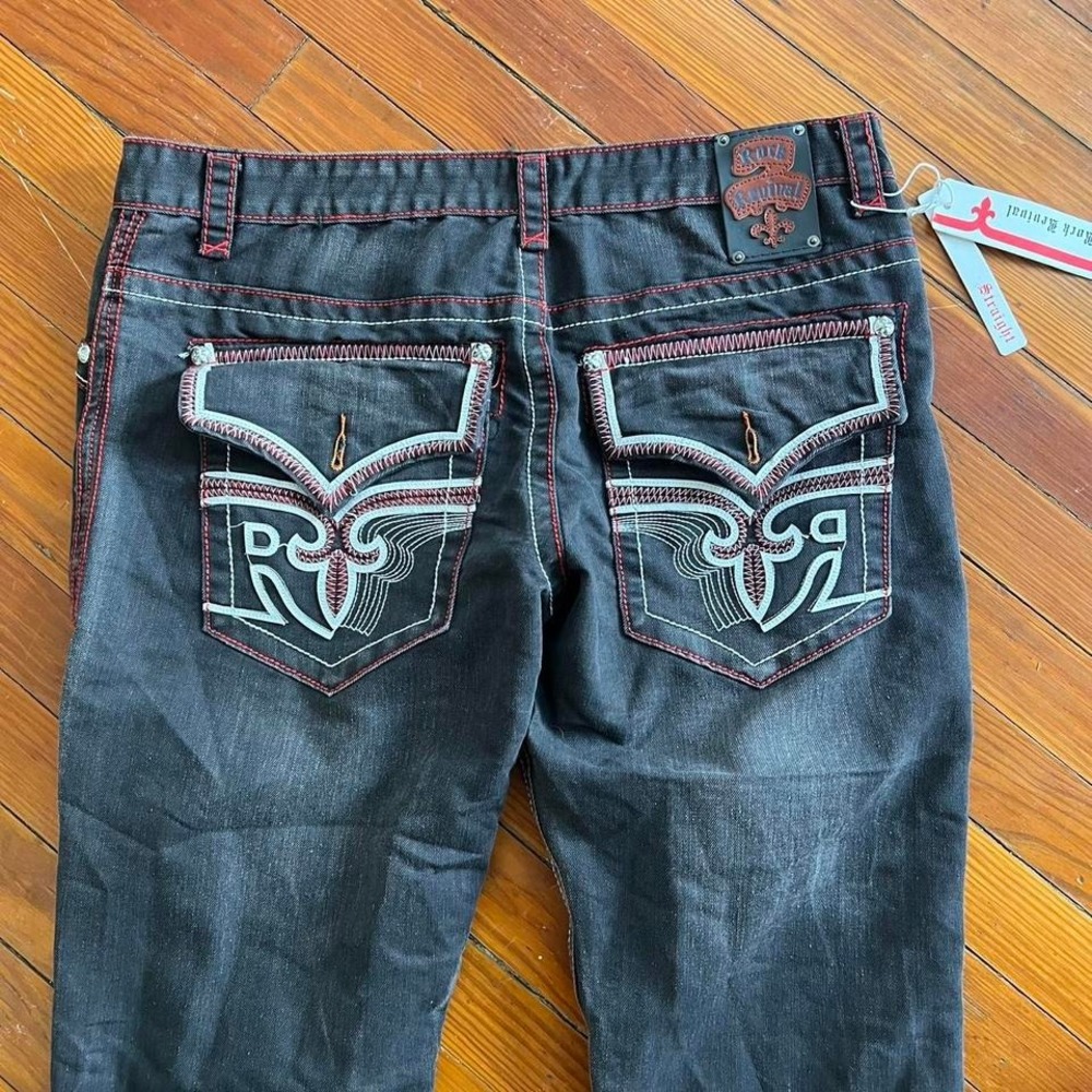 Y2K 2000s Rock republic Graphic Bootcut Straight Jeans size 38"